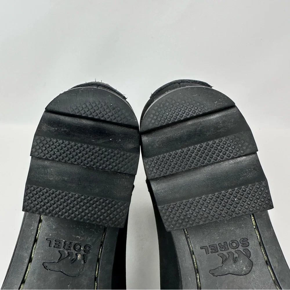 Sorel Danica Leather Side Zip Ankle Boots Black Size 8